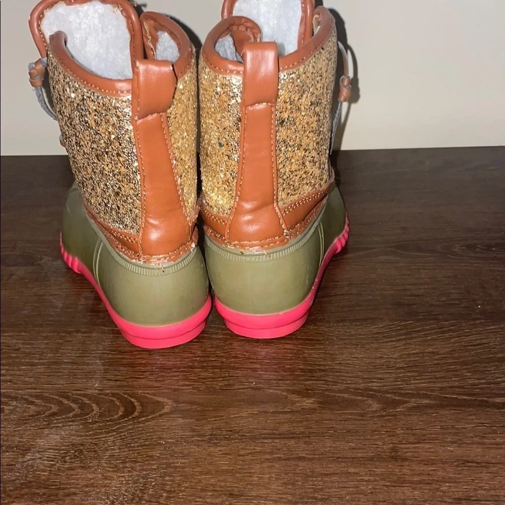 Olivia Miller Brown and Pink Rain & Snow Boots Waterproof Design